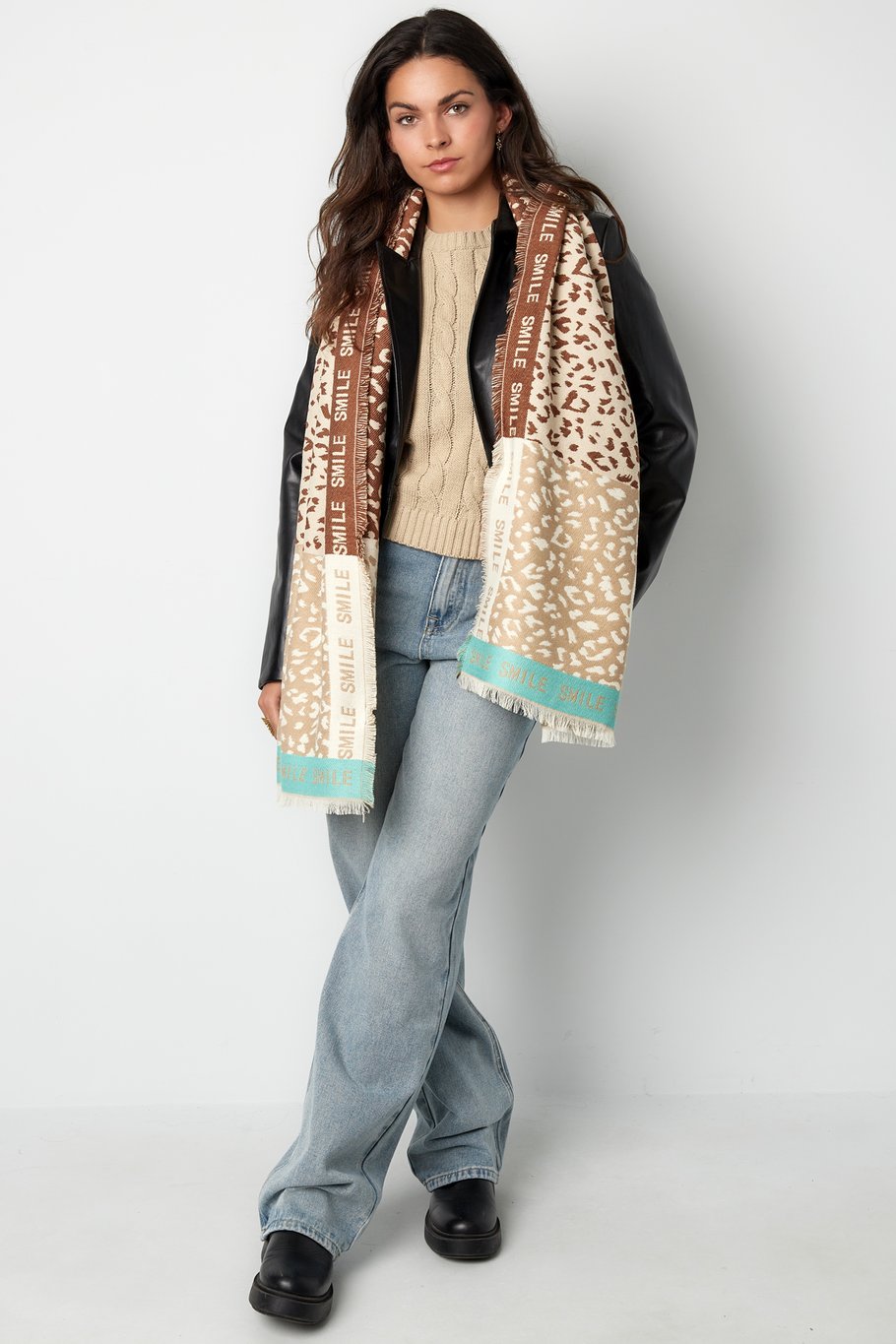 Colourful smile scarf - beige Picture3